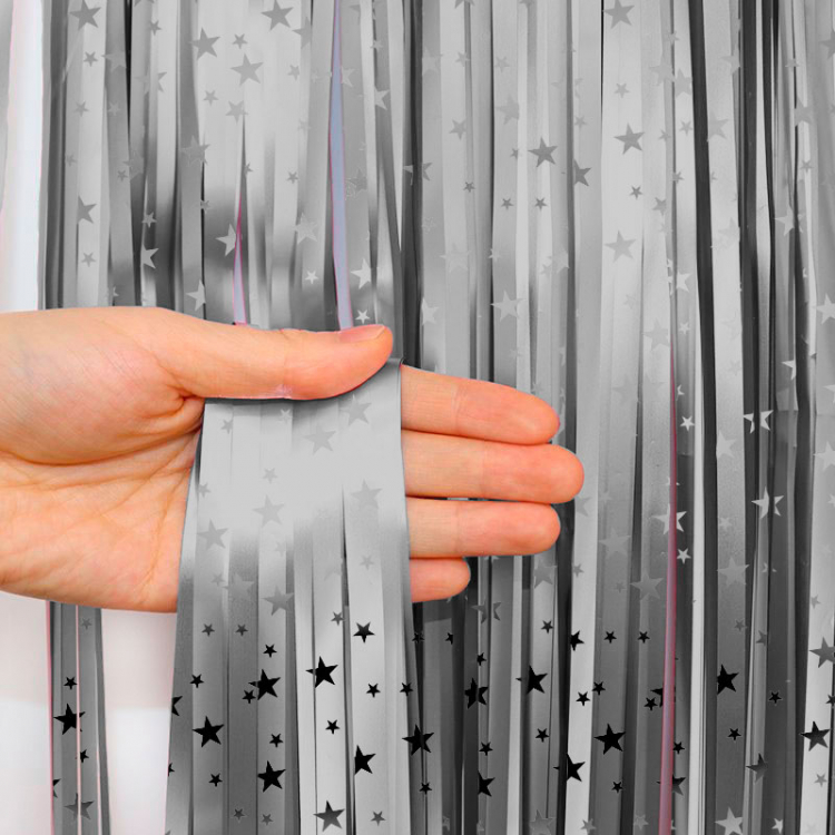 Занавес Дождик, Белый с серебряными звездами